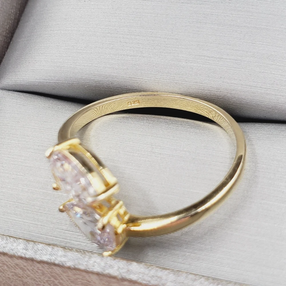 Pear Cut Bypass Ring | 925 Yellow Gold Plated Sterling Silver